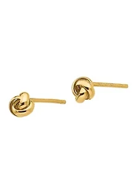 14K Yellow Gold Polished Knot Post Earrings