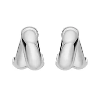 SS Puffed Double Row C-Hoop Earring W/Push Back