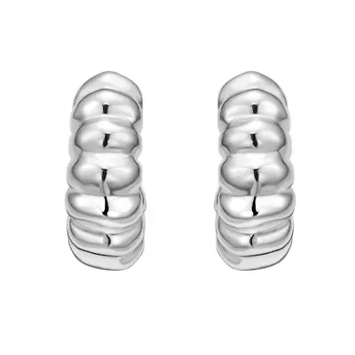 SS Twisted C-Hoop Earring With Push Back