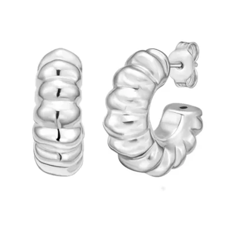 SS Twisted C-Hoop Earring With Push Back