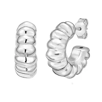 SS Twisted C-Hoop Earring With Push Back
