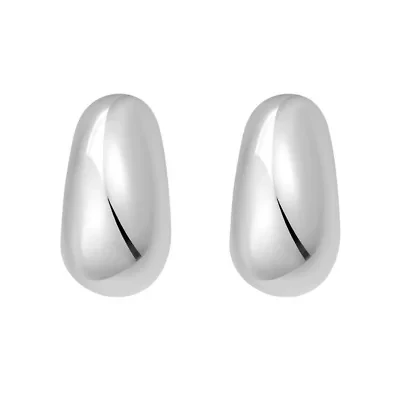 SS Twisted Puffed C-Hoop Earring With Push Back