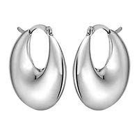 SS Sculptural Crescent Hoop With Hinged Clasp