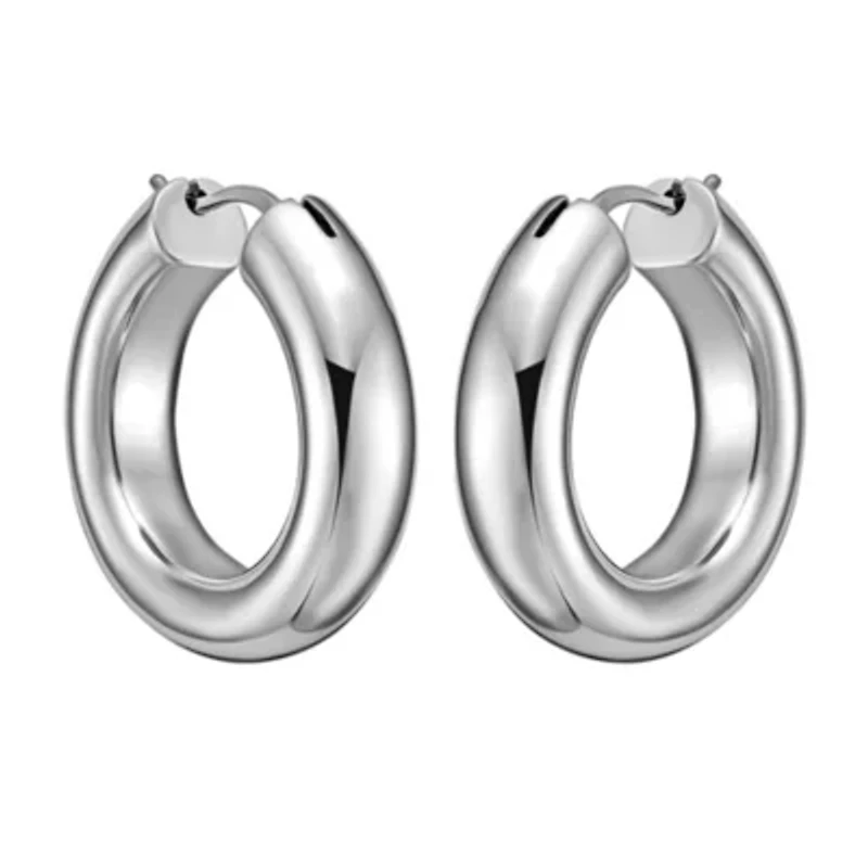 SS Round Hoop Earring With Hinged Clasp