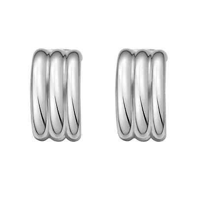 SS Triple Row Hoop Earring Back Clasp
