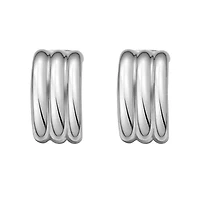 SS Triple Row Hoop Earring Back Clasp