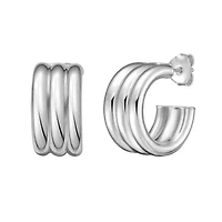 SS Triple Row Hoop Earring Back Clasp
