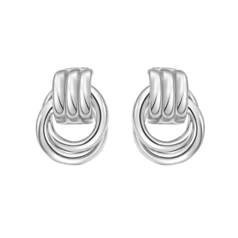 SS Triple Row Door Knocker Hoop With Push Back Clasp