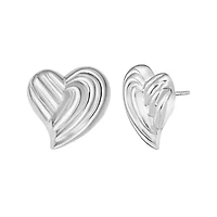 SS Fine Line Heart Post Earring Back Clasp
