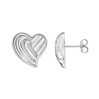 SS Fine Line Heart Post Earring Back Clasp