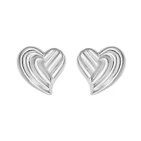 SS Fine Line Heart Post Earring Back Clasp