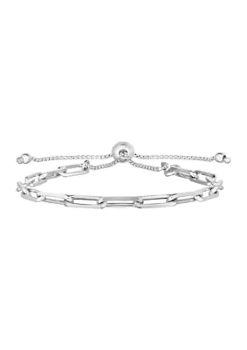 Sterling Silver Paperclip Bolo Bracelet