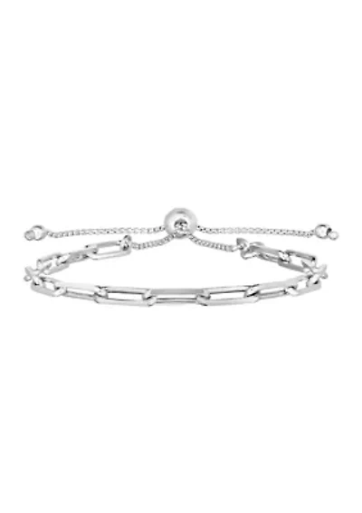Sterling Silver Paperclip Bolo Bracelet