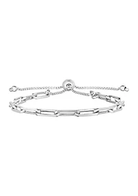 Sterling Silver Paperclip Bolo Bracelet