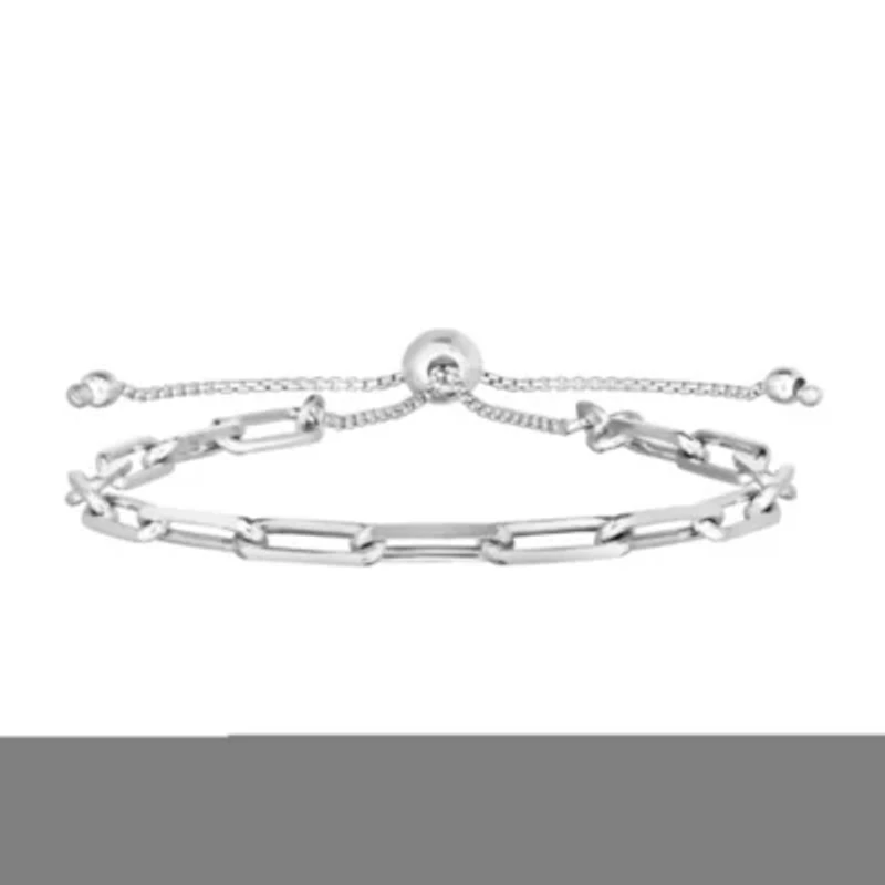 Sterling Silver Paperclip Bolo Bracelet