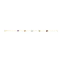 14K Gold Paperclip Bracelet With Multiple Stones