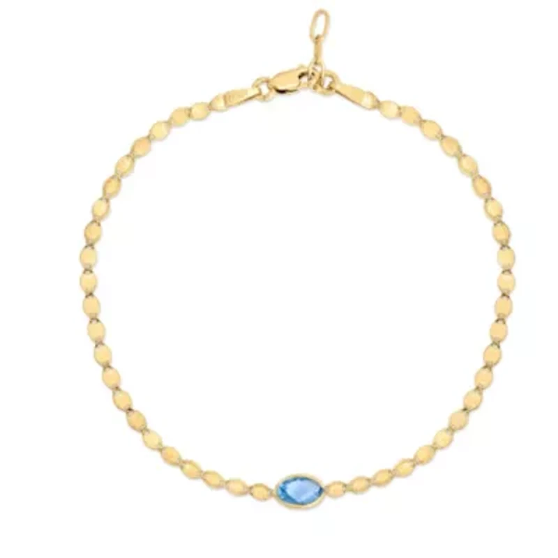 14Ky Mirror Bracelet With Blue Topaz