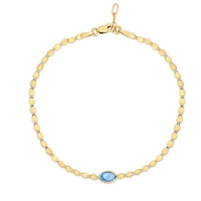 14Ky Mirror Bracelet With Blue Topaz