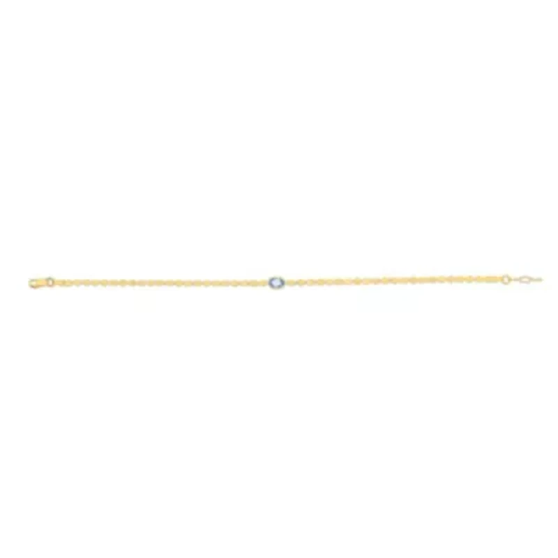 14Ky Mirror Bracelet With Blue Topaz