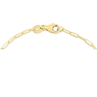 14K Yellow Gold  Paperclip Bracelet With Baguette Blue Topaz