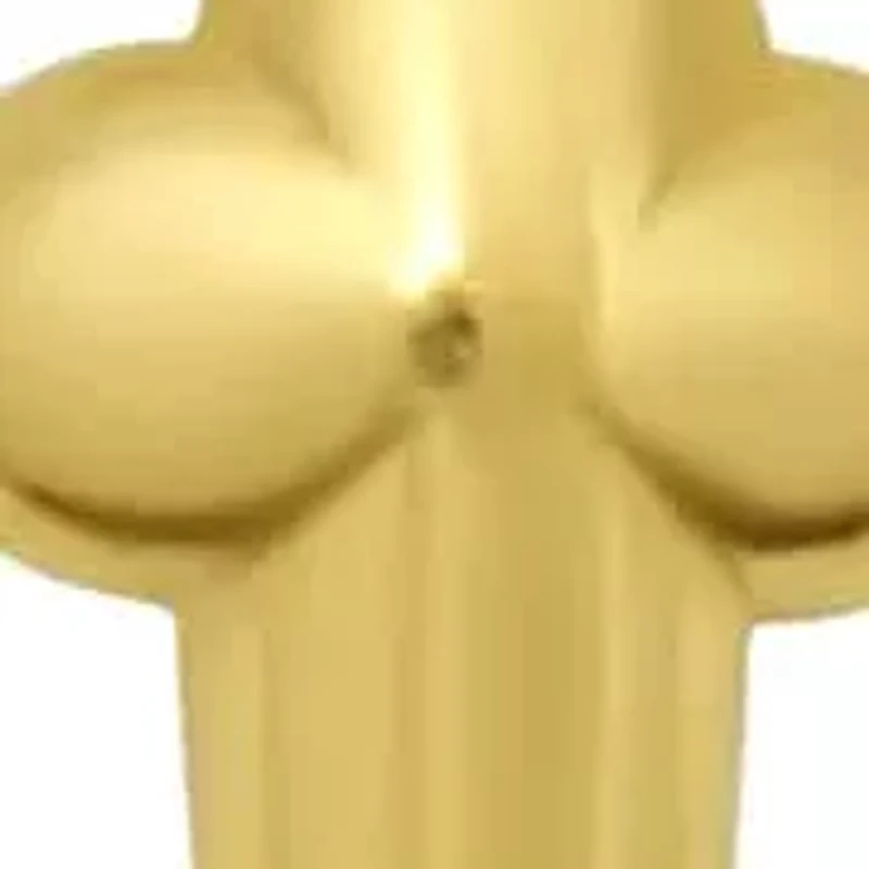 14KT Puffed Cross Necklace Lobster Clasp