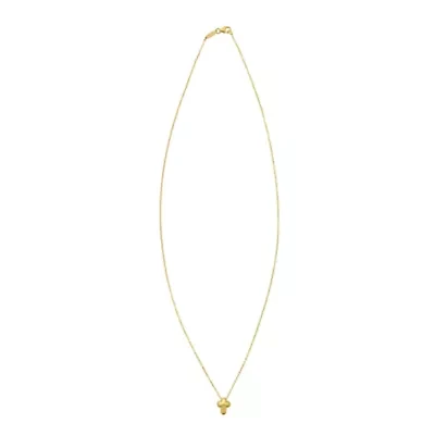 14KT Puffed Cross Necklace Lobster Clasp