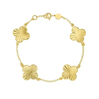 14K Clover Bracelet w/ Spring Ring Clasp