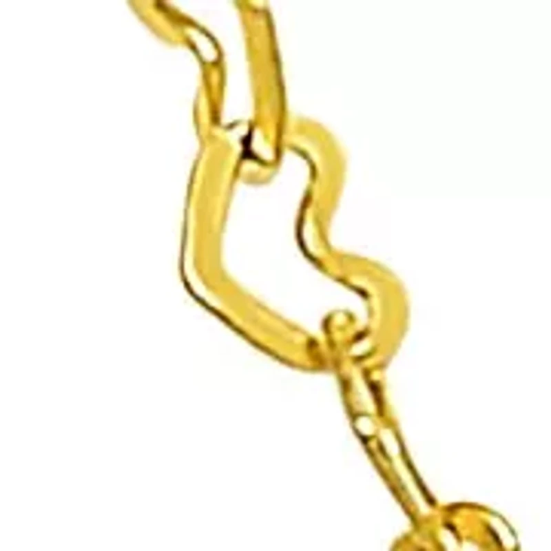 14KT Heart Link Necklace Lobster Clasp