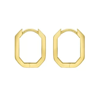 14K Small Geometric Hoop Earring w/snap lock