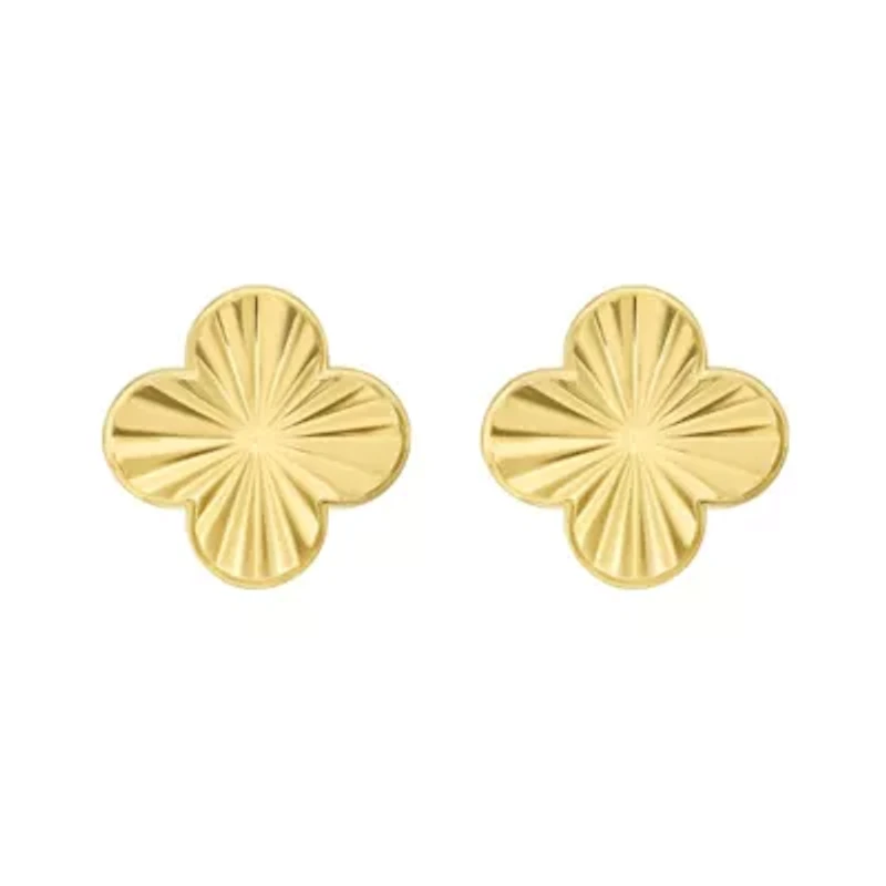 14K Clover Post Earring w/ Push Back Clasp
