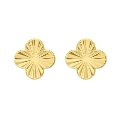 14K Clover Post Earring w/ Push Back Clasp