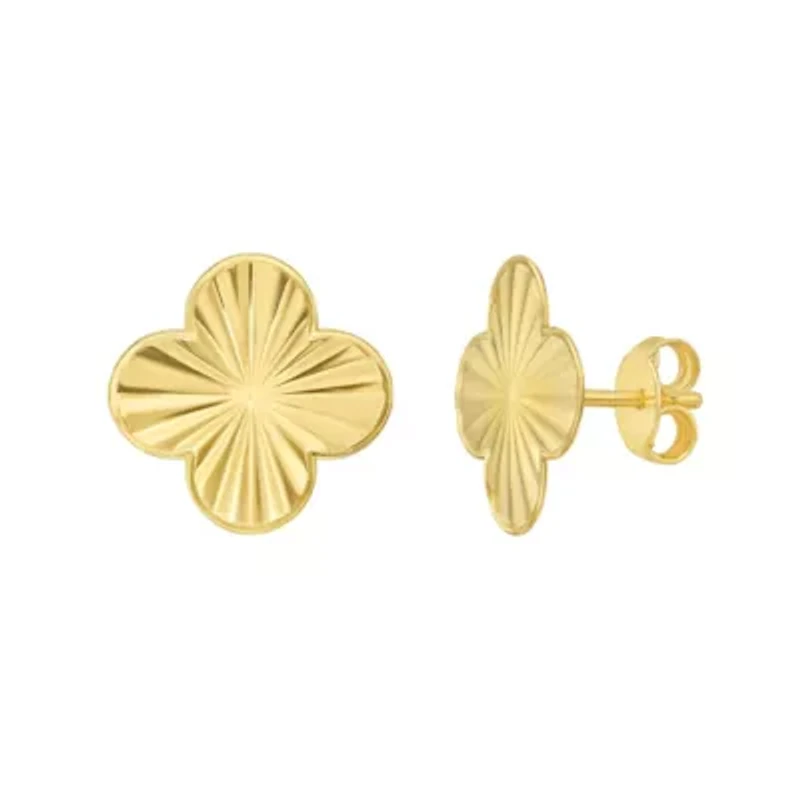 14K Clover Post Earring w/ Push Back Clasp