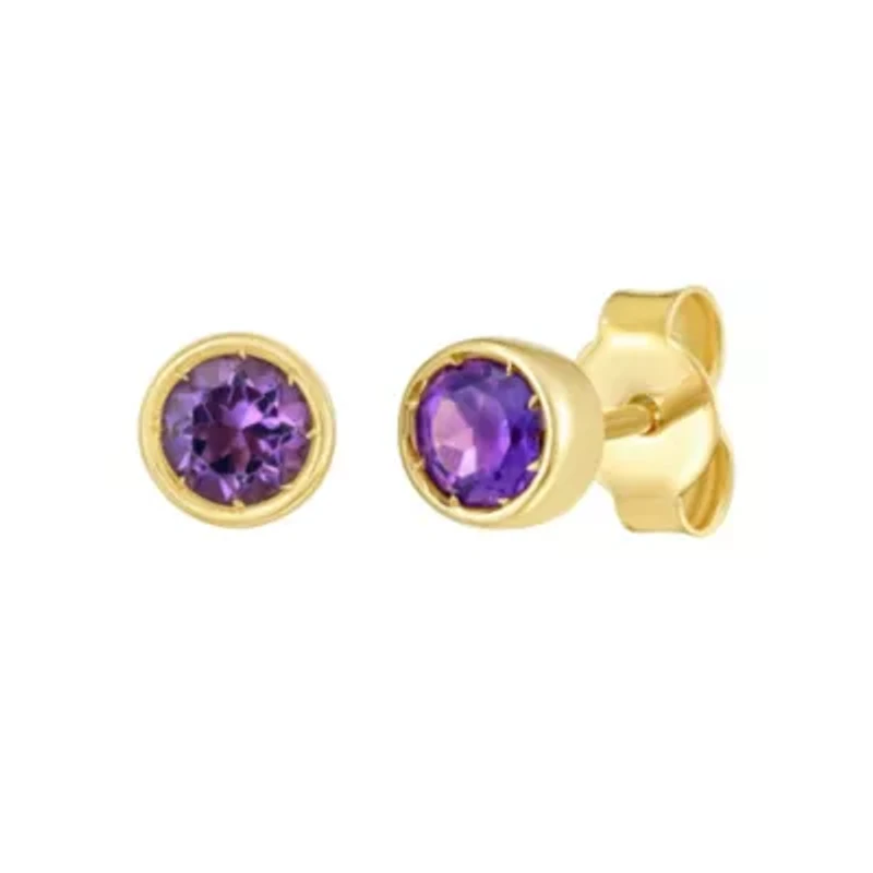 14KT Amethyst Post Earring Back Clasp