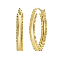 14KT DC Oval Hoop Earring Hinged Clasp