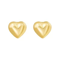 14KT Puffed Heart Flat Post Earring Back Clasp