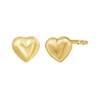 14KT Puffed Heart Flat Post Earring Back Clasp