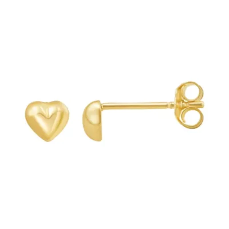 14KT Puffed Heart Flat Post Earring Back Clasp