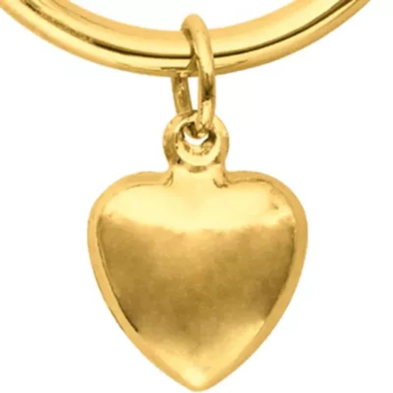 14K Yellow Gold Heart Round Hoop Earring