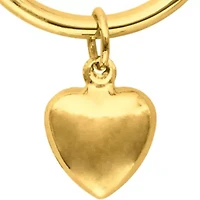 14K Yellow Gold Heart Round Hoop Earring