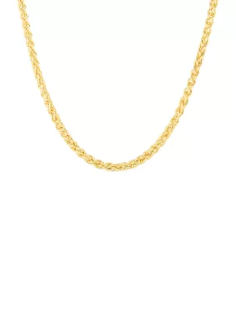 Men's Inch 14k Gold Round Diamond Cut Wheat Necklace