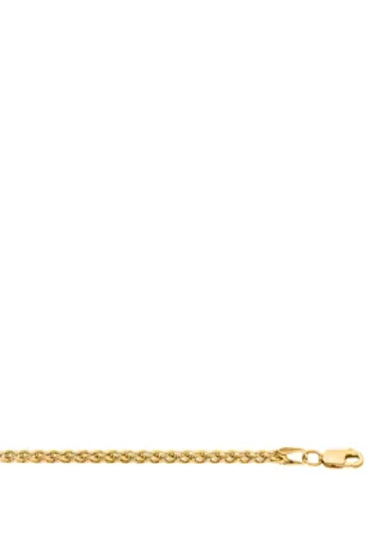Men's Inch 14k Gold Round Diamond Cut Wheat Necklace