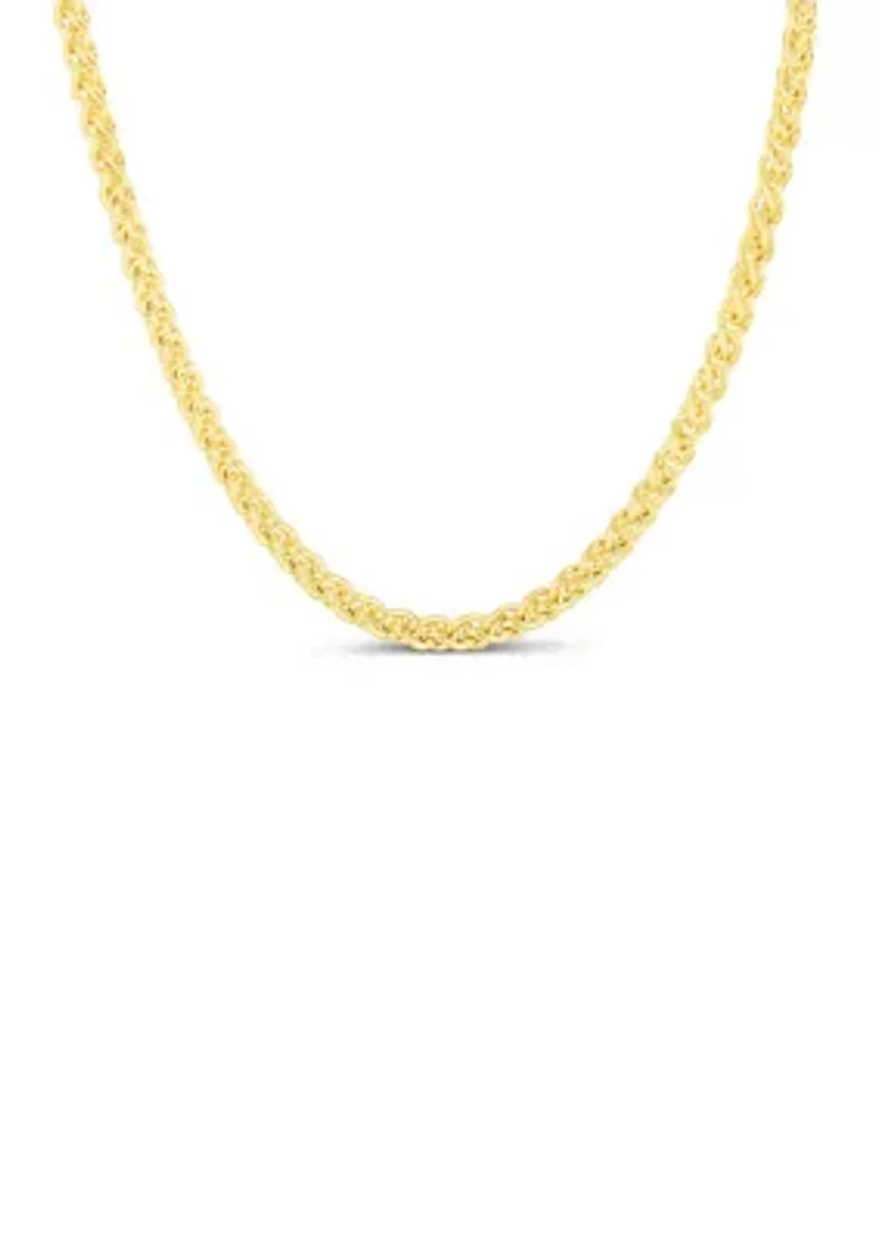 Men's Inch 14k Gold Round Diamond Cut Wheat Necklace