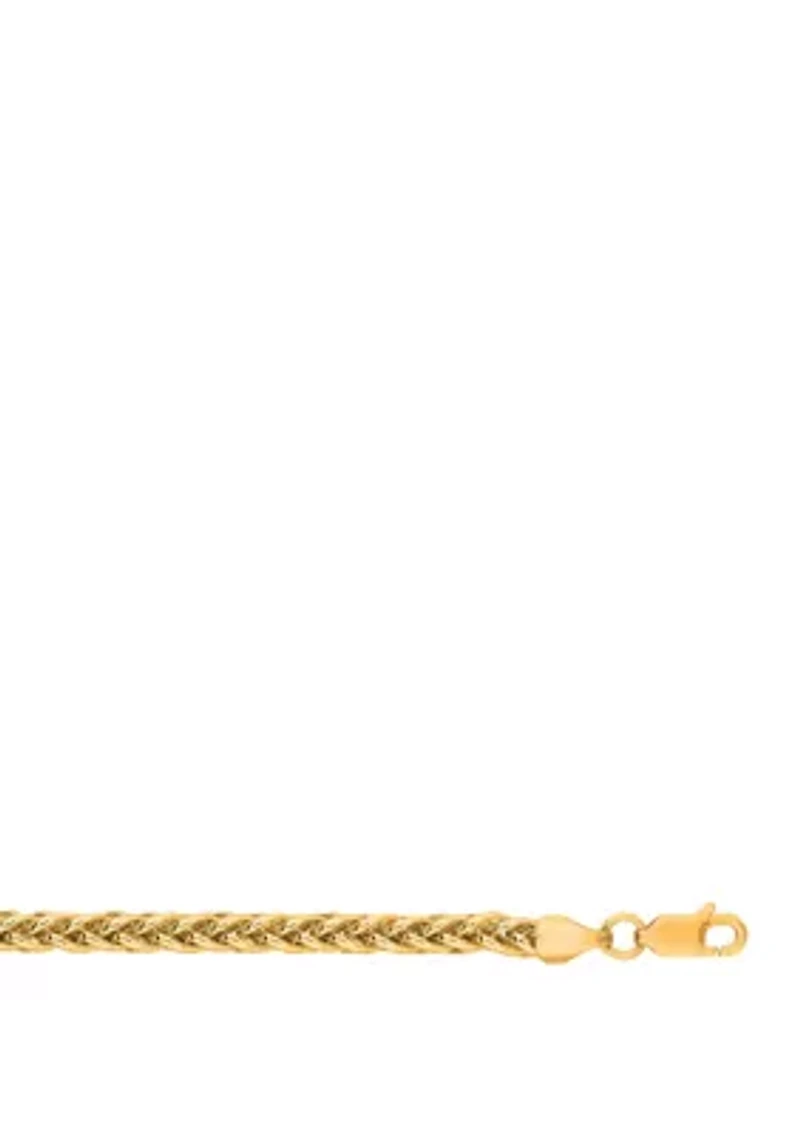 Men's Inch 14k Gold Round Diamond Cut Wheat Necklace