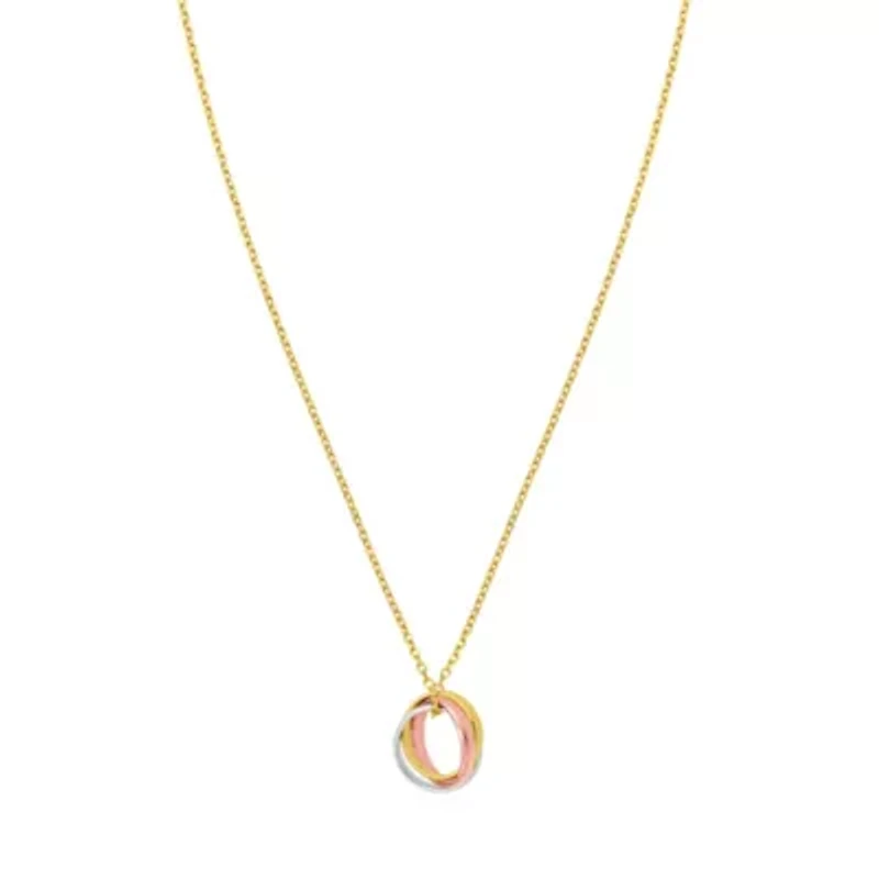 14KT Triple Circle Necklace Spring Ring Clasp