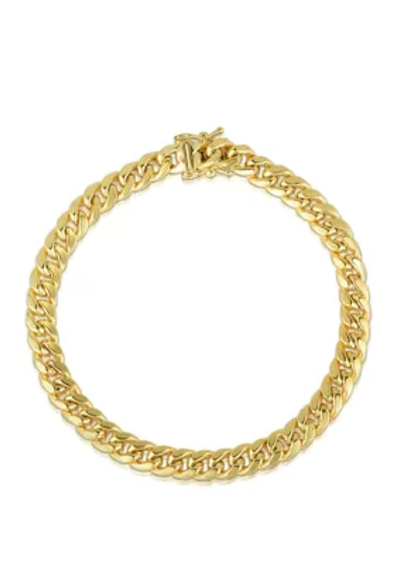 Men's Gold Semi Solid Miami Cuban Link Bracelet