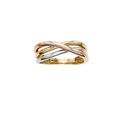 14KT TriColor Cross Ring