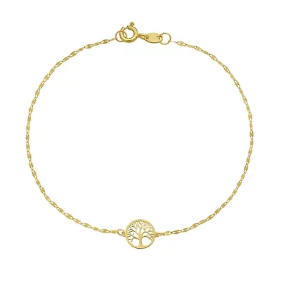 14K 7' Tree Of Life Bracelet with spring clasp