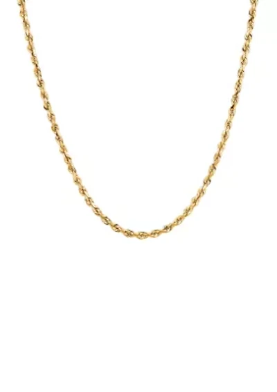 Solid Rope Chain Necklace in 14k Yellow Gold