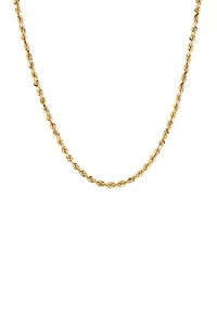 Solid Rope Chain Necklace in 14k Yellow Gold