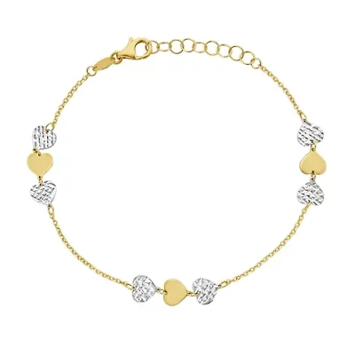 14KT DC Heart Station Bracelet Lobster Clasp